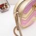 Gucci Pink Gold GG Marmont Mini Round Shoulder Bag