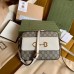 Gucci Horsebit 1955 Small Bag In GG Canvas With White Trim