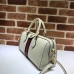 Gucci White Leather Ophidia Medium Boston Bag