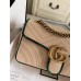 Gucci Raffia GG Marmont Small Shoulder Bag With Green Snakeskin Trim