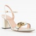 Gucci White Mid-heel Sandals With GG Marmont Logo